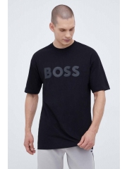 Boss Green tricou din bumbac BOSS GREEN culoarea negru, cu imprimeu