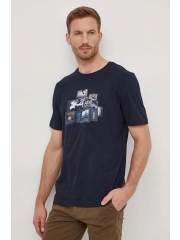 Boss Orange tricou din bumbac barbati, culoarea albastru marin, cu imprimeu