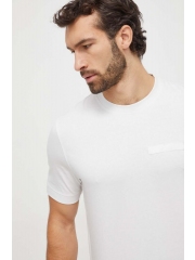 Boss Orange tricou din bumbac barbati, culoarea bej, neted