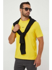 BOSS tricou BOSS CASUAL barbati, culoarea galben, neted