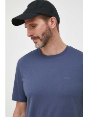 BOSS tricou din bumbac barbati, culoarea albastru marin, neted