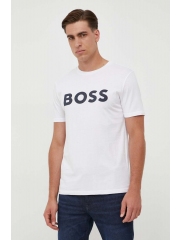 BOSS tricou din bumbac BOSS CASUAL culoarea bej, cu imprimeu