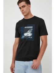 BOSS tricou din bumbac culoarea negru, cu imprimeu