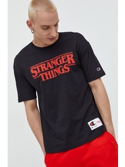 Champion tricou din bumbac Xstranger Things culoarea negru, cu imprimeu