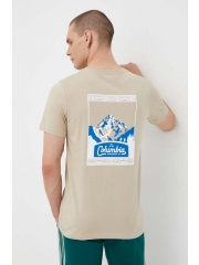 Columbia tricou din bumbac culoarea bej, cu imprimeu