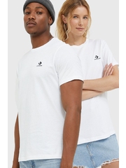 Converse tricou din bumbac culoarea alb, neted 10023876.A01-WHITE