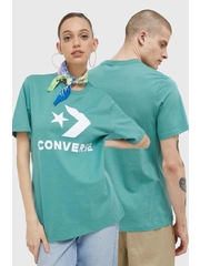 Converse tricou din bumbac culoarea turcoaz, cu imprimeu