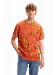 Desigual tricou din bumbac 23WMTK59 TS DANI barbati, culoarea bordo, modelator