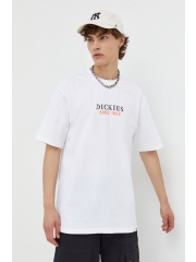 Dickies tricou din bumbac culoarea alb, cu imprimeu