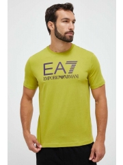 EA7 Emporio Armani tricou din bumbac culoarea verde, cu imprimeu