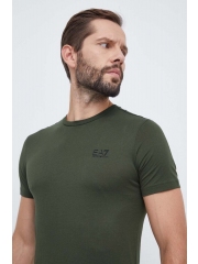 EA7 Emporio Armani tricou din bumbac culoarea verde, cu imprimeu