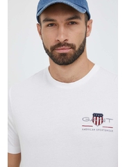 Gant tricou din bumbac culoarea alb, cu imprimeu