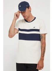 Hollister Co. tricou barbati, culoarea bej, modelator