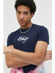 Hollister Co. tricou din bumbac culoarea albastru marin, modelator
