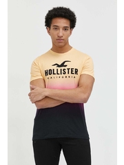 Hollister Co. tricou din bumbac culoarea galben, modelator