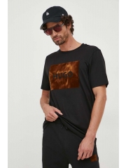 HUGO tricou din bumbac barbati, culoarea negru, cu imprimeu