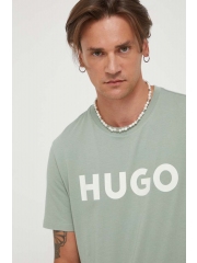 HUGO tricou din bumbac culoarea verde, cu imprimeu