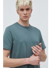 HUGO tricou din bumbac culoarea verde, neted