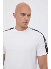 HUGO tricou lounge culoarea alb, cu imprimeu