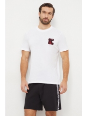 Karl Lagerfeld tricou din bumbac barbati, culoarea alb, cu imprimeu
