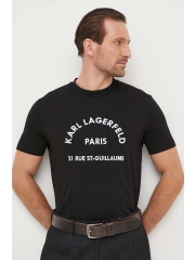 Karl Lagerfeld tricou din bumbac barbati, culoarea negru, cu imprimeu
