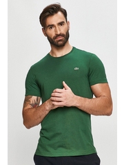 Lacoste tricou din bumbac culoarea verde, neted TH2038-166