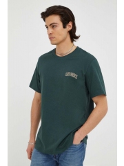 Les Deux tricou din bumbac culoarea verde, cu imprimeu