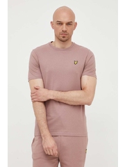 Lyle & Scott tricou din bumbac culoarea roz, neted