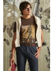 Medicine tricou barbati, culoarea maro, cu imprimeu