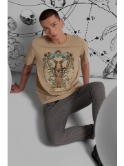 Medicine tricou de bumbac culoarea bej, cu imprimeu