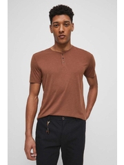 Medicine tricou de in culoarea maro, neted