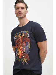 Medicine tricou din bumbac barbati, culoarea albastru marin, cu imprimeu