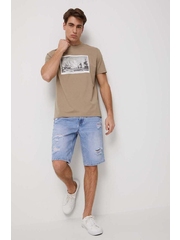 Medicine tricou din bumbac barbati, culoarea bej, cu imprimeu