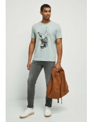 Medicine tricou din bumbac barbati, culoarea turcoaz, cu imprimeu