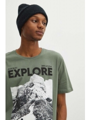 Medicine tricou din bumbac barbati, culoarea verde, cu imprimeu