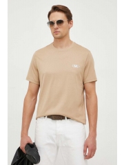 Michael Kors tricou din bumbac barbati, culoarea bej, cu imprimeu