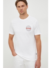 Michael Kors tricou din bumbac culoarea alb, cu imprimeu