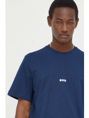 MSGM tricou din bumbac barbati, culoarea albastru marin, cu imprimeu