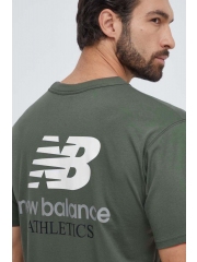 New Balance tricou din bumbac barbati, culoarea verde, cu imprimeu