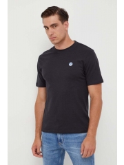 North Sails tricou din bumbac culoarea negru, neted