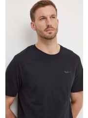 Pepe Jeans tricou din bumbac Connor barbati, culoarea negru, neted