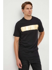 PLEIN SPORT tricou din bumbac culoarea negru, cu imprimeu