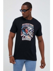 Quiksilver tricou din bumbac culoarea negru, cu imprimeu