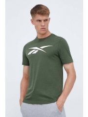 Reebok tricou din bumbac culoarea verde, cu imprimeu