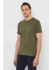 Sisley tricou din bumbac barbati, culoarea verde, neted