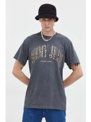 Tommy Jeans tricou din bumbac culoarea gri, cu imprimeu