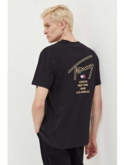 Tommy Jeans tricou din bumbac culoarea negru, cu imprimeu