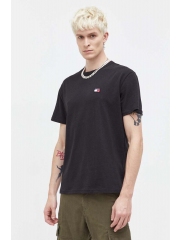 Tommy Jeans tricou din bumbac culoarea negru, cu imprimeu