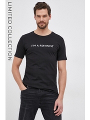 Tricou din bumbac Answear Lab X ColecÈ›ie limitatÄƒ No Shame No Fear culoarea negru