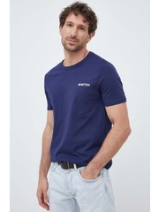 United Colors of Benetton tricou din bumbac culoarea albastru marin, cu imprimeu